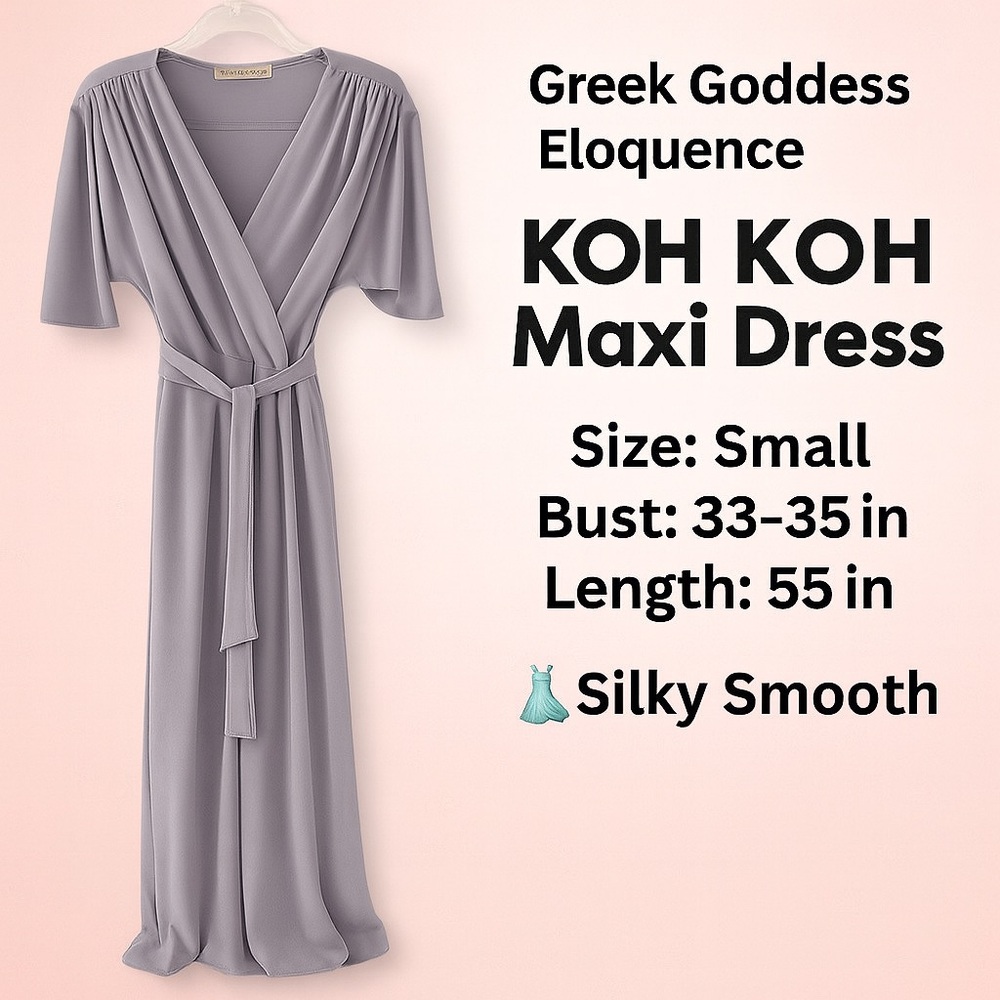 👗 NWT Women’s Long Semi-Formal Short Sleeve V-Neck Floor Length Maxi Dress.KOH - Picture 11 of 12